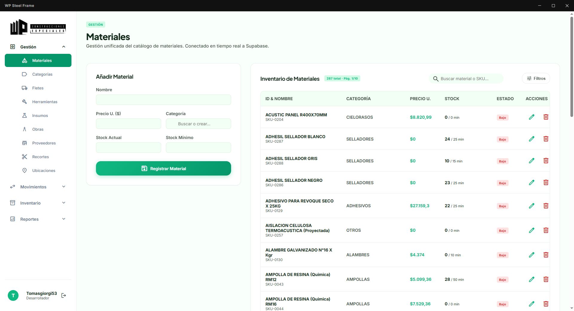 WP Web — Gestión de obras